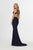 Angela & Alison - 91086 Deep V-neck Shimmer Knit Trumpet Dress In Blue