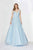 Angela & Alison - 91088 Embroidered Deep Sweetheart A-line Dress In Blue