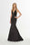 Angela & Alison - 91089 Deep Halter V-neck Satin Mermaid Dress In Black