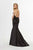 Angela & Alison - 91089 Deep Halter V-neck Satin Mermaid Dress In Black