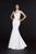 Angela & Alison - 91089 Deep Halter V-neck Satin Mermaid Dress In White
