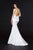 Angela & Alison - 91089 Deep Halter V-neck Satin Mermaid Dress In White