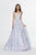 Angela & Alison - 91091 Embellished Deep V-neck A-line Dress In Purple