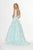 Angela & Alison - 91091 Embellished Deep V-neck A-line Dress In Blue and Green