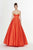 Angela & Alison - 91092 Two Tone V-neck Satin A-line Dress In Orange