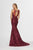 Angela & Alison - 91093 Metallic Lace Plunging V-neck Trumpet Dress In Red