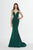 Angela & Alison - 91103 Deep V-neck Shimmer Jersey Mermaid Dress In Green
