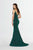 Angela & Alison - 91103 Deep V-neck Shimmer Jersey Mermaid Dress In Green