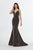 Angela & Alison - 91103 Deep V-neck Shimmer Jersey Mermaid Dress In Gray