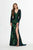 Angela & Alison - 91105 Sequined Long Sleeve V-neck Trumpet Dress In Black and Green