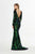 Angela & Alison - 91105 Sequined Long Sleeve V-neck Trumpet Dress In Black and Green