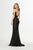 Angela & Alison - 91107 Bedazzled Plunging V-neck Trumpet Dress In Black