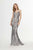 Angela & Alison - 91107 Bedazzled Plunging V-neck Trumpet Dress In Gray