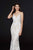 Angela & Alison - 91107 Bedazzled Plunging V-neck Trumpet Dress In White