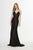 Angela & Alison - 91107 Bedazzled Plunging V-neck Trumpet Dress In Black