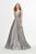 Angela & Alison - 91108 Satin Deep V-neck A-line Dress In Silver