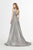 Angela & Alison - 91108 Satin Deep V-neck A-line Dress In Silver