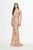 Angela & Alison - 91112 Embellished Deep Halter V-neck Trumpet Dress In Neutral