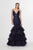 Angela & Alison - 91113 Embellished V-neck Tiered Mermaid Dress In Blue