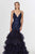 Angela & Alison - 91113 Embellished V-neck Tiered Mermaid Dress In Blue