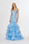 Angela & Alison - 91113 Embellished V-neck Tiered Mermaid Dress In Blue
