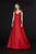 Angela & Alison - 91120 Cap Sleeve V-neck Soft Satin A-line Dress In Red