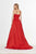 Angela & Alison - 91122 Embellished Plunging V-neck Satin A-line Dress In Red