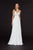 Angela & Alison - 91123 Embroidered V-neck Chiffon A-line Dress In White