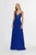 Angela & Alison - 91123 Embroidered V-neck Chiffon A-line Dress In Blue