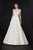 Angela & Alison - 91124 Two Tone Shimmering Stretch Lace A-line Dress In White and Gold