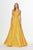 Angela & Alison - 91124 Two Tone Shimmering Stretch Lace A-line Dress In Yellow and Gold