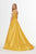 Angela & Alison - 91124 Two Tone Shimmering Stretch Lace A-line Dress In Yellow and Gold