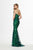 Angela & Alison - 91126 Applique Plunging V-neck Trumpet Dress In Green