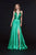 Angela & Alison - 91129 Plunging V-Neck Charmeuse Gown In Green