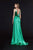 Angela & Alison - 91129 Plunging V-Neck Charmeuse Gown In Green
