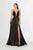 Angela & Alison - 91129 Plunging V-Neck Charmeuse Gown In Black