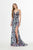 Angela & Alison - 91130 Multicolor Sequined V-neck Trumpet Dress In Blue and Multi-Color