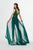 Angela & Alison - 91131 Embellished Deep V-neck Fitted Jumpsuit In Green