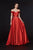 Angela & Alison - 91132 Ruched Off-Shoulder Charmeuse A-line Dress In Red