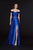 Angela & Alison - 91132 Ruched Off-Shoulder Charmeuse A-line Dress In Blue