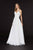 Angela & Alison - 91133 Lace V-neck Chiffon A-line Dress In White