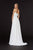 Angela & Alison - 91133 Lace V-neck Chiffon A-line Dress In White