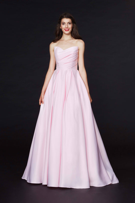 Angela & Alison - 91136 Strapless Pleated Chiffon A-line Dress In Purple