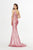 Angela & Alison - 91138 Crystal Beaded Deep V-neck Trumpet Gown In Pink