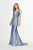 Angela & Alison - 91138 Crystal Beaded Deep V-neck Trumpet Gown In Blue