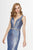 Angela & Alison - 91138 Crystal Beaded Deep V-neck Trumpet Gown In Blue