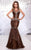 MNM Couture 9116 Shimmering Mermaid Evening Dress in Brown