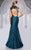 MNM Couture - 9117 Lace Embellished High Halter Dress In Blue