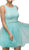 Dancing Queen - 9126 Rosette Textured Lace Bodice Cocktail Dress In Blue