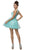Dancing Queen - 9126 Rosette Textured Lace Bodice Cocktail Dress In Blue
